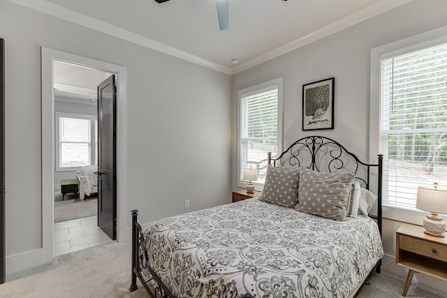 1889 Jefferson River Rd, Jefferson, GA 30549 - carpeted bedroom with crown molding and a ceiling fan