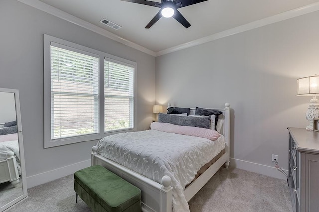 1889 Jefferson River Rd, Jefferson, GA 30549 - bedroom with light colored carpet, ornamental molding, and ceiling fan