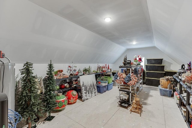 1889 Jefferson River Rd, Jefferson, GA 30549 - additional living space featuring lofted ceiling, water heater, and concrete floors
