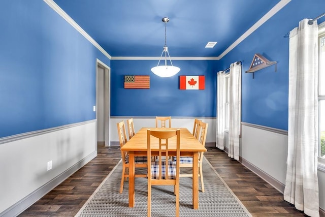 386 Summersong Pl, Talmo, GA 30575 - dining room featuring dark wood-type flooring and crown molding