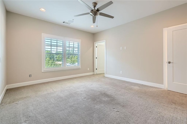 504 E Howard Ave, Decatur, GA 30030 - spare room featuring ceiling fan, light carpet, and recessed lighting