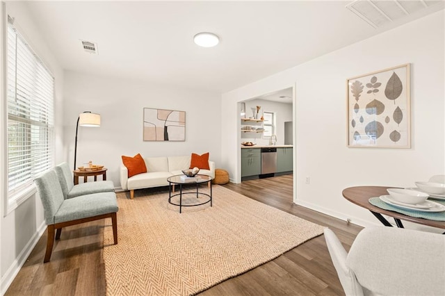 living room featuring wood-type flooring