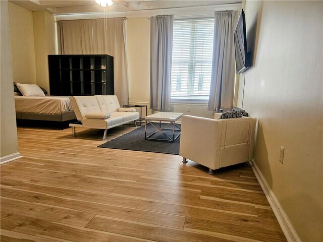 sitting room with hardwood / wood-style floors