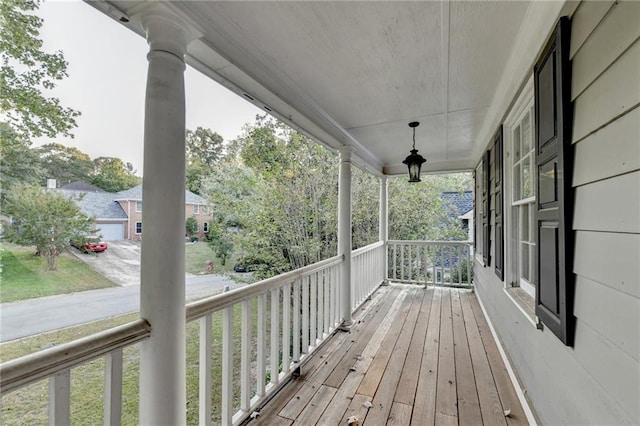 wooden terrace with covered porch