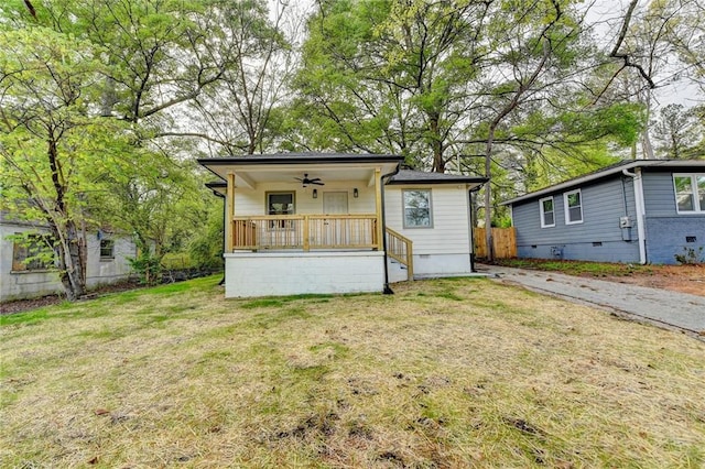 538 Center Hill Ave NW, Atlanta, GA 30318 - back of house with a porch, a yard, ceiling fan, and crawl space