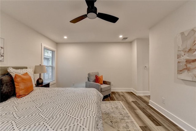 538 Center Hill Ave NW, Atlanta, GA 30318 - bedroom featuring visible vents, baseboards, a ceiling fan, recessed lighting, and wood finished floors