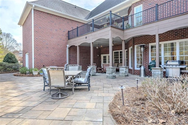 view of patio / terrace featuring a balcony and grilling area