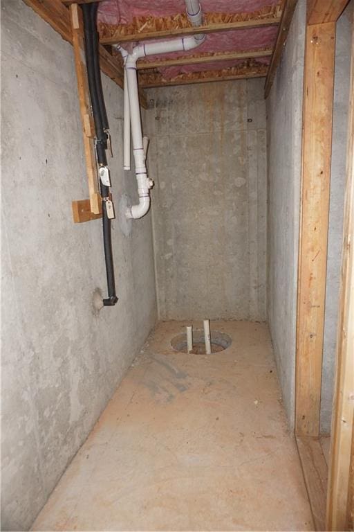 view of unfinished basement