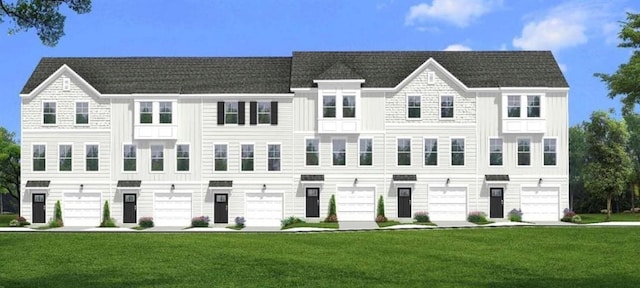 view of front of property with a front lawn