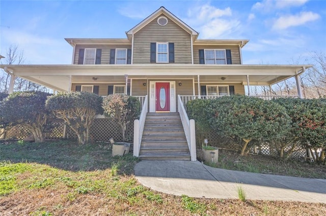 view of front of home with covered porch