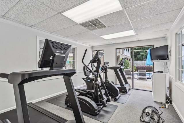 244 13th St NE Unit 302, Atlanta, GA 30309 - exercise area with a paneled ceiling and crown molding
