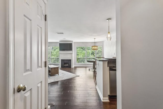 244 13th St NE Unit 302, Atlanta, GA 30309 - hall featuring dark wood-type flooring and baseboards