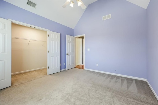 unfurnished bedroom with baseboards, visible vents, and carpet flooring