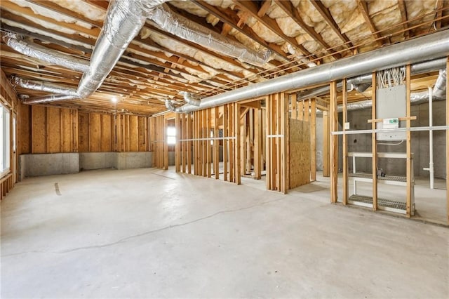 view of unfinished basement