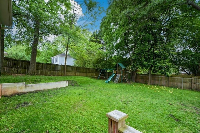 view of yard featuring a playground