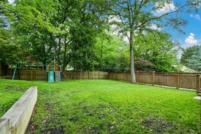 view of yard with a playground