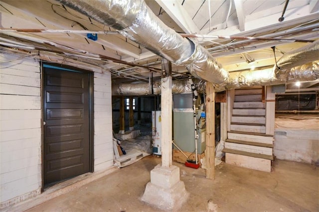 basement with water heater