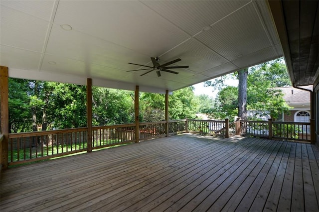 wooden terrace with ceiling fan