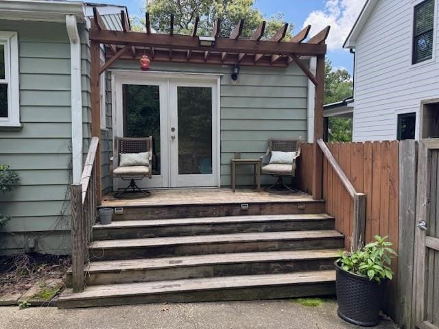 2002 Shalimar Dr NE, Chamblee, GA 30345 - wooden deck with french doors and a pergola