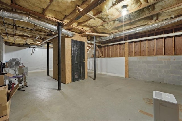 view of unfinished basement