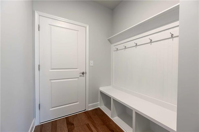 mudroom with dark hardwood / wood-style flooring