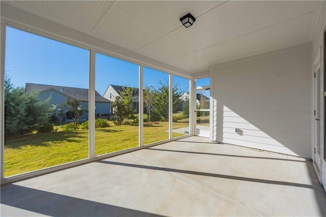 view of unfurnished sunroom