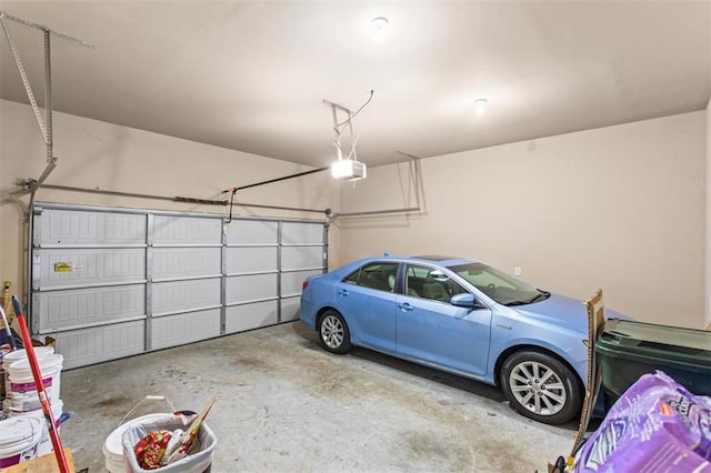 garage with a garage door opener