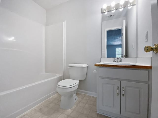 30 Trelawney Ct, Covington, GA 30016 - full bath with visible vents, vanity, toilet, baseboards, and  shower combination