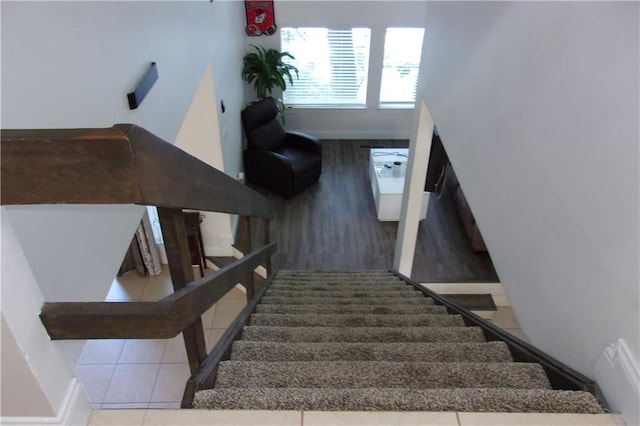 2814 Shellbark Rd, Decatur, GA 30035 - staircase featuring tile patterned flooring and baseboards