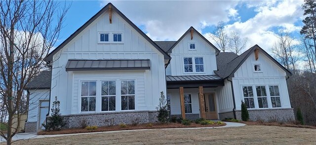 modern farmhouse with a garage