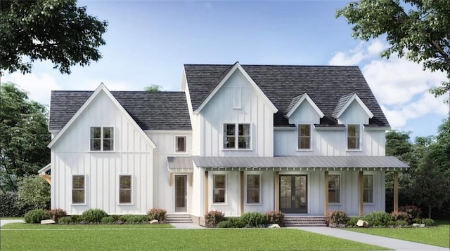 841 Hickory Dr, Marietta, GA 30064 - modern farmhouse featuring covered porch, board and batten siding, and a front lawn