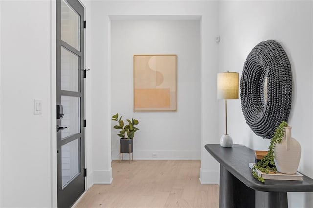 entryway with light wood-type flooring