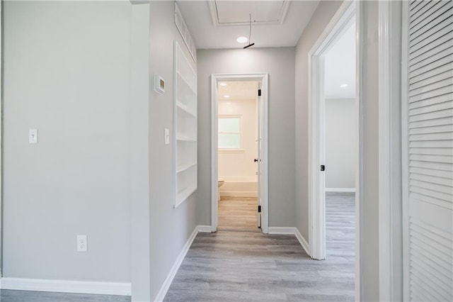 corridor featuring light hardwood / wood-style flooring