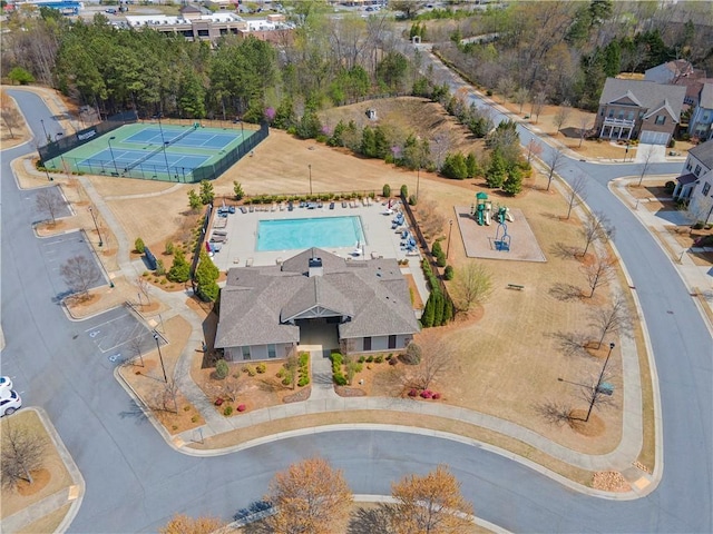 bird's eye view of a pool area