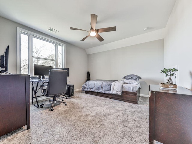 711 Carver Mill Rd, Talking Rock, GA 30175 - bedroom with an office area, carpet floors, and a ceiling fan