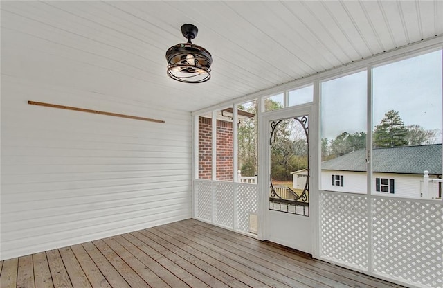 view of unfurnished sunroom