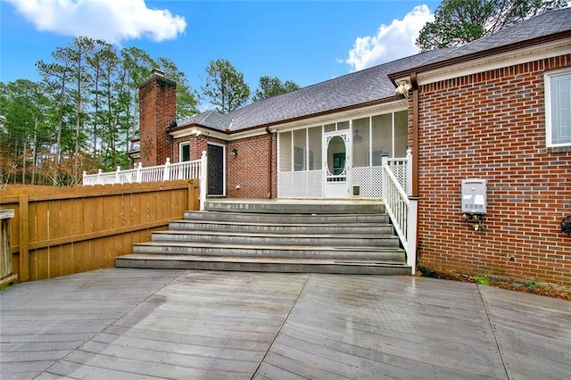 wooden deck with stairs and fence