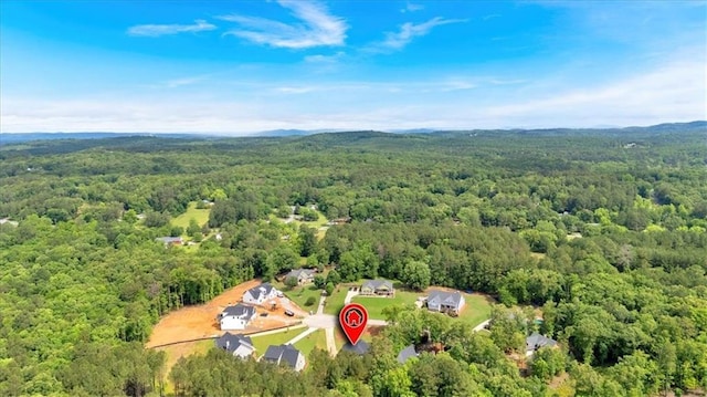 aerial view of a heavily wooded area