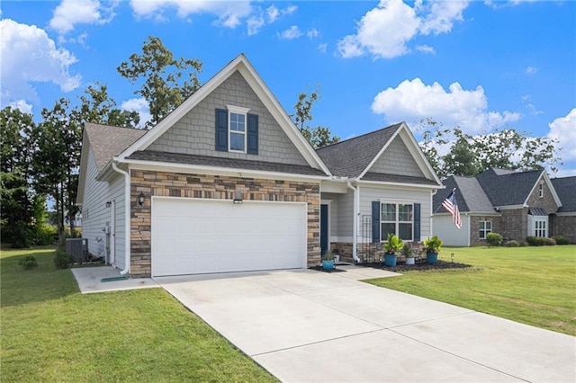 11 Rambling Oaks Dr NE, Rome, GA 30165 - craftsman-style home featuring stone siding, a front lawn, and concrete driveway
