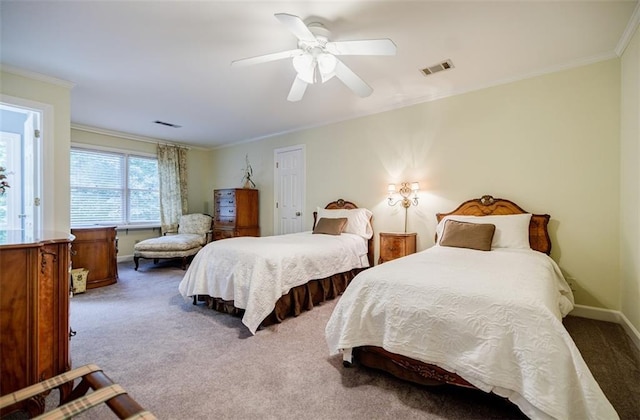 3030 Spalding Dr, Sandy Springs, GA 30350 - carpeted bedroom with crown molding and ceiling fan
