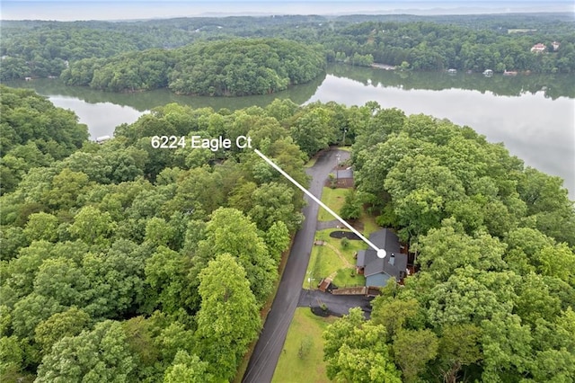 6224 Eagle Ct, Gainesville, GA 30506 - aerial view of property's location featuring a large body of water and a heavily wooded area