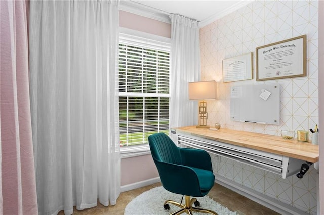 261 Lamplighter Ln SE, Marietta, GA 30067 - office featuring ornamental molding, plenty of natural light, and tile patterned floors