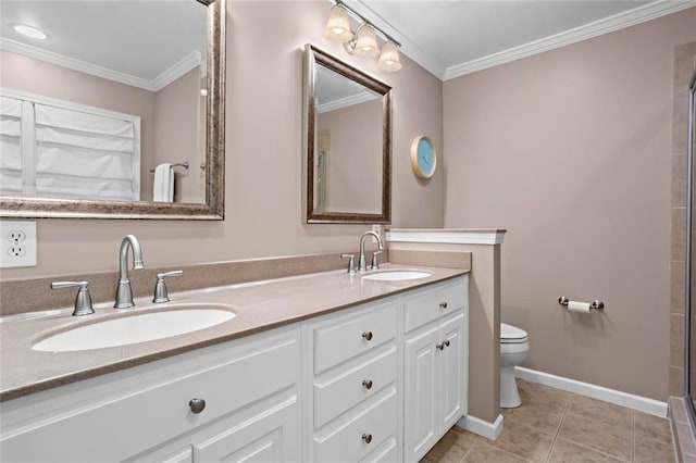 261 Lamplighter Ln SE, Marietta, GA 30067 - full bath with double vanity, crown molding, a shower, and tile patterned flooring