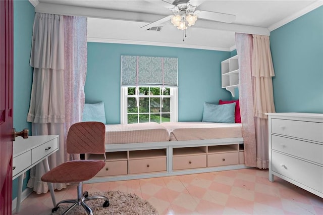 261 Lamplighter Ln SE, Marietta, GA 30067 - bedroom with ornamental molding, tile patterned floors, and ceiling fan