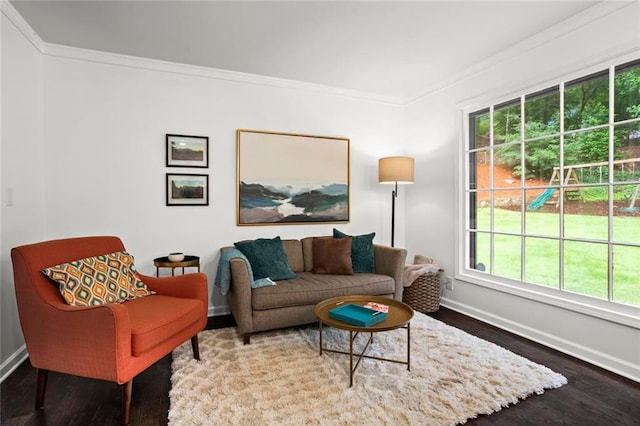 261 Lamplighter Ln SE, Marietta, GA 30067 - living room featuring dark wood-style floors and ornamental molding