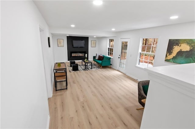 hallway featuring light wood-type flooring