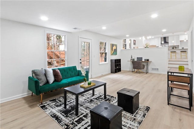 living room with wood-type flooring