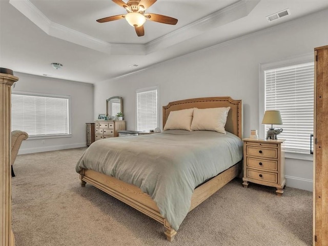 105 Lighthouse Cv SW, Adairsville, GA 30103 - bedroom with a tray ceiling, carpet floors, crown molding, and ceiling fan