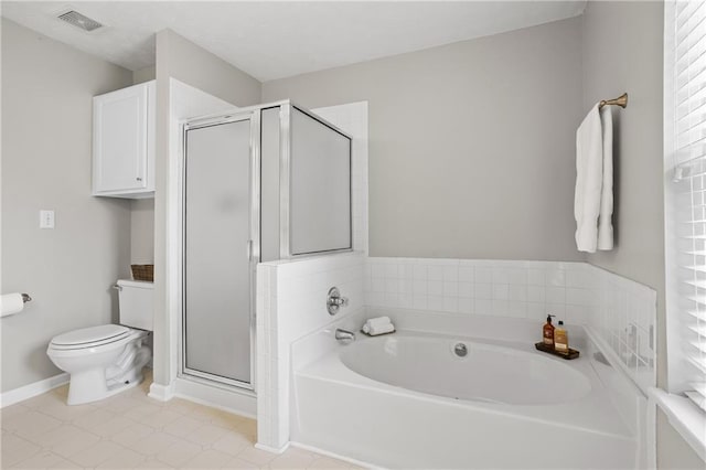 4044 Spring Cove Dr, Duluth, GA 30097 - full bathroom featuring a bath, toilet, a stall shower, and baseboards