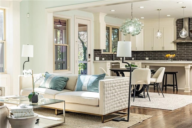 living room with wood-type flooring